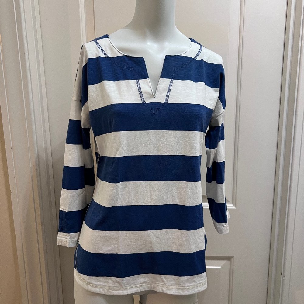 Talbots Nautical Cotton top Blue Stripe XS